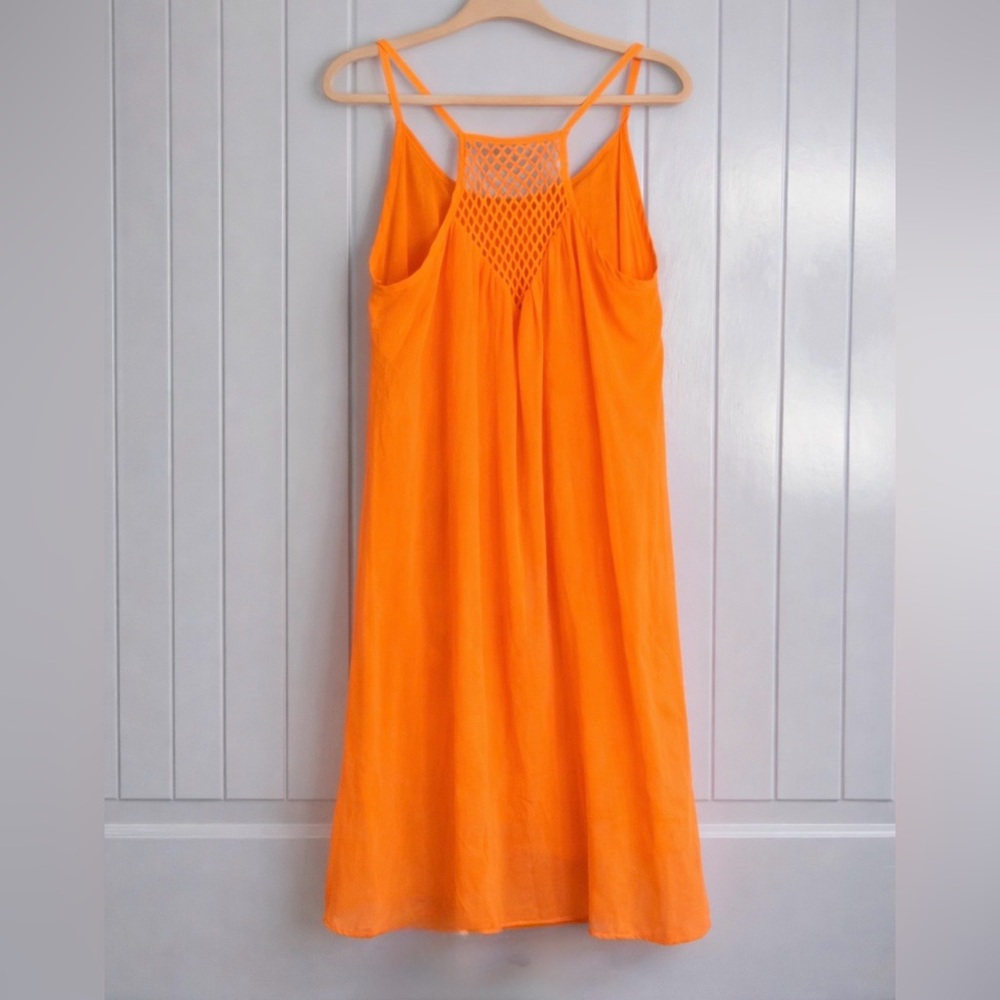 ReachMe Neon Orange Sheer Lined Mesh Back Swing Beach Dress ~ Size Small ~ NWOT - Picture 8 of 10